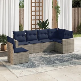 vidaXL 6 pcs conjunto sofás p/ jardim c/ almofadões vime PE cinzento