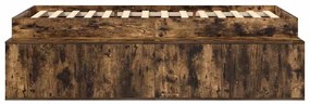 Estrutura de Cama de Armazenamento Carvalho Fumado 90x190 cm