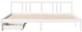 Cama sem colchão 200x200 cm madeira de pinho maciça branco