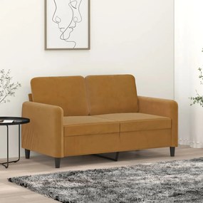 vidaXL Sofá de 2 lugares veludo 120 cm castanho