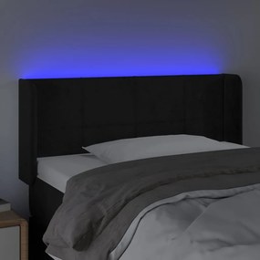 Cabeceira de cama c/ luzes LED veludo 93x16x78/88 cm preto