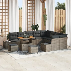 Conjunto de Sofá de Jardim vidaXL com 12 Peças com Almofadas Cinza Rat