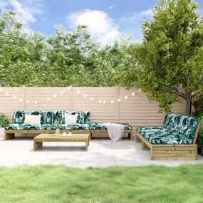 vidaXL 6 pcs conjunto lounge de jardim c/ almofadões pinho impregnado