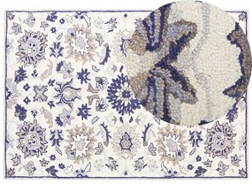 Tapete de lã creme e azul 160 x 230 cm KUMRU Beliani