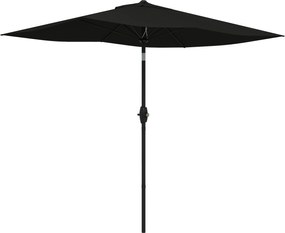 Guarda-sol retangular inclinável de 2 x 3 m com manivela, lona de poliéster impermeável de alta densidade (180 g/m²), cor preta
