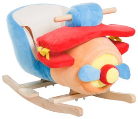 HOMCOM Cavalo de Balanço para Crianças +18 Meses Avião de Pelúcia com Música e Cinto de Segurança Cavalo Infantil 60x33x45 cm Multicolorido