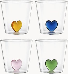 Copos em vidro borossilicato Miniature Hearts, conjunto de 4