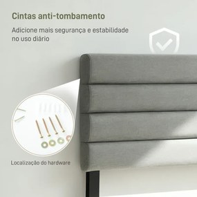 Cabeceira de Cama 140 cm Altura Ajustável em 3 Níveis 106/116/126 cm Estofada em Linho Cinza