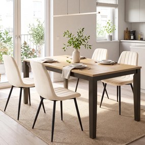 Conjunto de 4 Cadeiras de Sala de Jantar (MESA NÃO INCLUIDA), 54 x 44,5 x 87 cm, Acolchoadas em Veludo, Bege