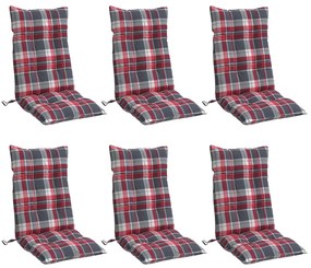 Almofadões cadeira encosto alto 6 pcs oxford xadrez vermelho