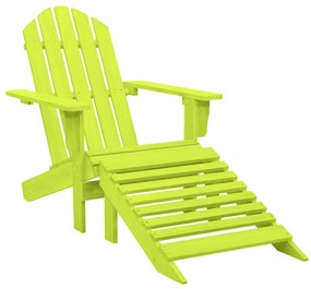Cadeira Adirondack  para jardim com otomano abeto maciço verde