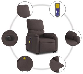 Poltrona elétrica elevatória massagens tecido castanho-escuro