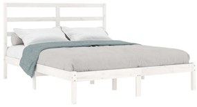 Estrutura de cama 160x200 cm madeira de pinho maciça branco