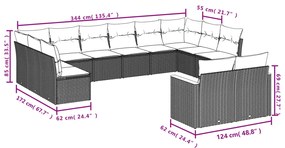 14 pcs conjunto de sofás p/ jardim com almofadões vime PE bege