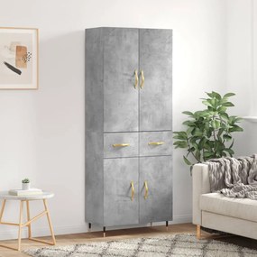 vidaXL Armário alto 69,5x34x180 cm derivados de madeira cinza cimento