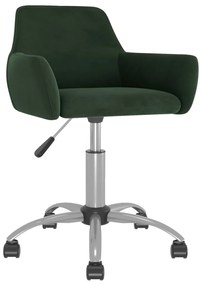 vidaXL Cadeira de jantar giratória veludo verde-escuro