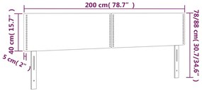 Cabeceira cama c/ LED 200x5x78/88cm couro artificial cinzento