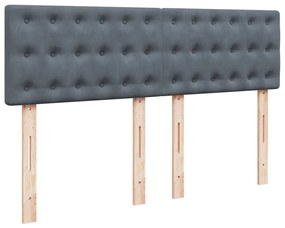 Cama com molas/colchão 140x190 cm veludo cinzento-escuro