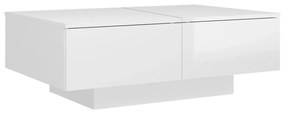 Mesa de Centro Davi com 4 Gavetas - Branco Brilhante - Design Moderno