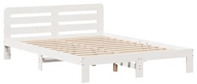 Cama sem colchão 150x200 cm madeira de pinho maciça branco