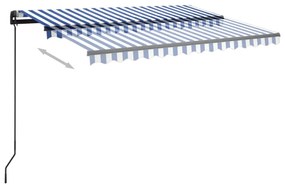 Toldo retrátil manual com LED 3x2,5 m azul e branco