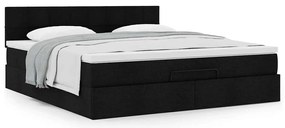 Estrutura de cama otomana com colchão 180x200 cm tecido preto