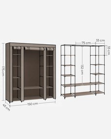 Guarda Roupa em Tecido dobrável com varão para roupa 45 x 150 x 175 cm Taupe