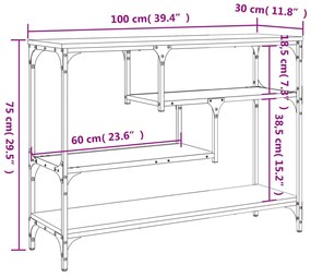 Mesa consola 100x30x75 cm derivados de madeira preto