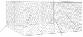 Canil de exterior 4x4x2 m aço galvanizado prateado