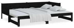 Estrutura sofá-cama de puxar 2x(90x200) cm pinho maciço preto