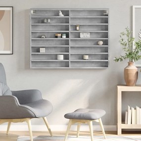 Armário vitrine 100x8,5x75cm derivados de madeira cinza cimento