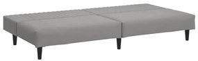 Sofá-cama de 2 lugares veludo cinzento-claro