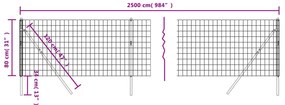 Cerca de malha de arame 0,8x25 m aço galvanizado verde