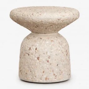 Mesa De Cabeceira Ø40 Cm Em Cimento Zanira Terrazzo Bege - Sklum