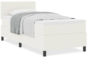 Cama Box Spring com Colchão Creme 100x200 cm Tecido de Veludo Cotelê