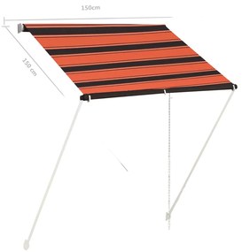 Toldo retrátil 150x150 cm laranja e castanho