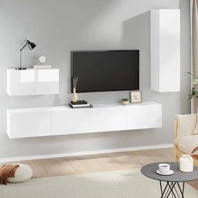 vidaXL 4 pcs conjunto móveis de TV madeira processada branco brilhante