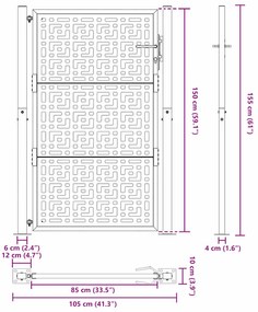 Portão de jardim 105x155 cm design cruzado de aço preto