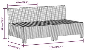 8 pcs conjunto lounge de jardim c/ almofadões vime PE cinzento