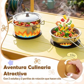 Cozinha de Brincar Infantil, 92 x 41 x 98 cm, Com Lava-Loiça e Vasos, Amarelo