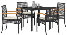 Conjunto de Jantar de Jardim com 5 Peças e Almofadas em Polyrattan Pre