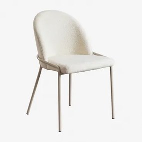 Pacote De 2 Cadeiras De Jantar Estofadas Grolet Bouclé Branco - Sklum