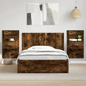 Cabeceira cama c/ armários 120cm deriv. madeira carvalho fumado