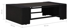 8 pcs conjunto lounge de jardim c/ almofadões vime PE preto