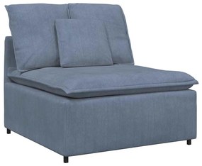Sofá modular com almofadas tecido corduroy azul