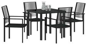 Conjunto de jantar de jardim com 5 peças em PVC rattan preto