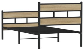 Estrutura de cama sem colchão 75x190 cm metal carvalho sonoma
