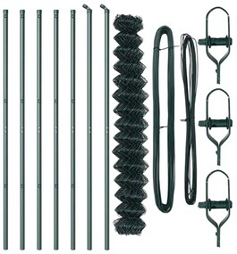 Conjunto de Postes de Cerca Verde 1.6 x 10 m Aço Galvanizado