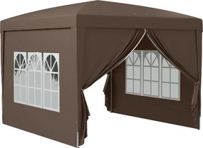 Outsunny Tenda de Jardim com Paredes Laterais Amovíveis Janelas Porta com Fecho de Correr e Bolsa de Transporte 295x295x196-258 cm Café | AOSOM Portugal