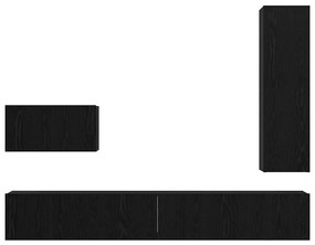 Conjunto de móvel de TV 4 pcs Carvalho Preto 30.5 x 30 x 110 cm